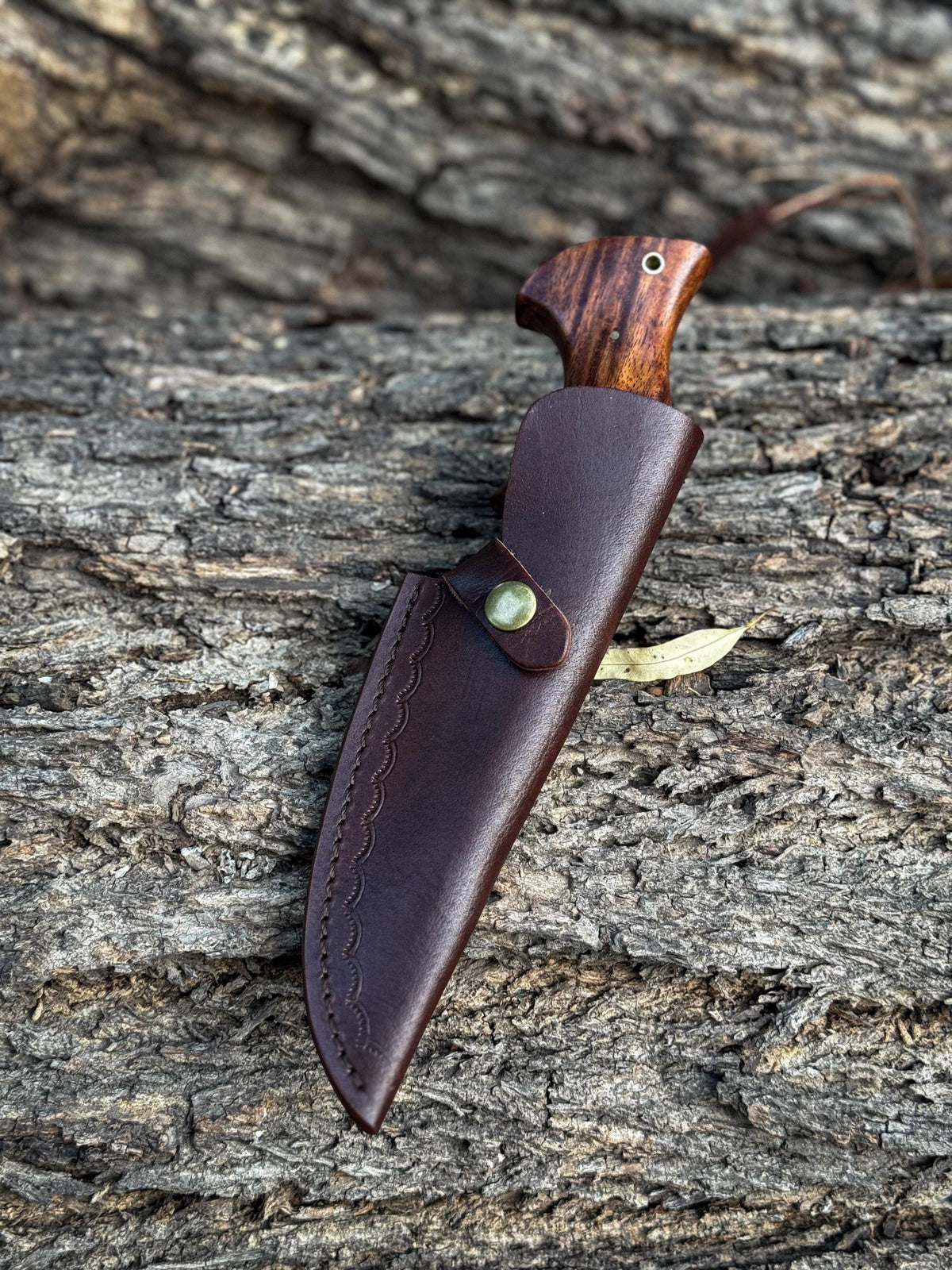 Damascus Steel Skinning Knife Blade and Rosewood Handle