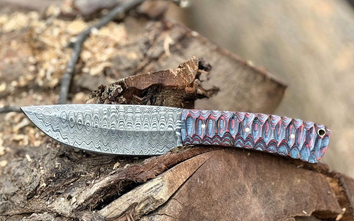 Tactical Fixed Blade Knife, Best Hunting Knife , 4" Damascus Blade for Skinning, Camping, and Field Dressing , Full Tang Knife with Sheath