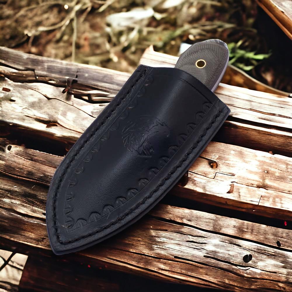 Fixed Blade Damascus Steel Knife with Sheath, Full Tang EDC Knife Ideal for Hunting, Skinning & Bushcraft, Outdoor and Camping Knife