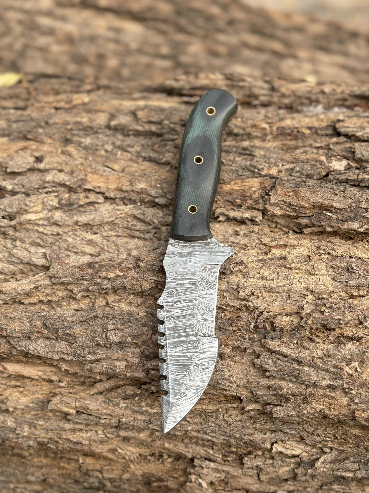 Fixed Blade Damascus Knife with G10 Handle, Tracker Knife with Horizontal Carry Sheath , Tactical Survival & Bush Craft Knife